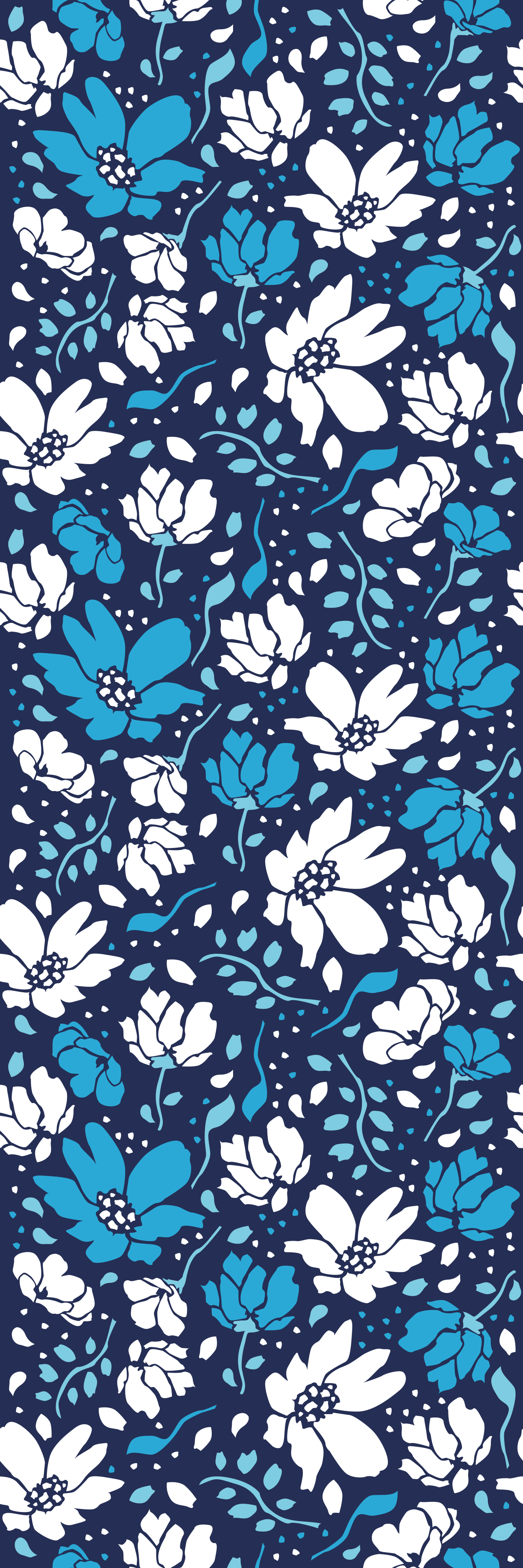 White daisies on blue background door sticker - TenStickers