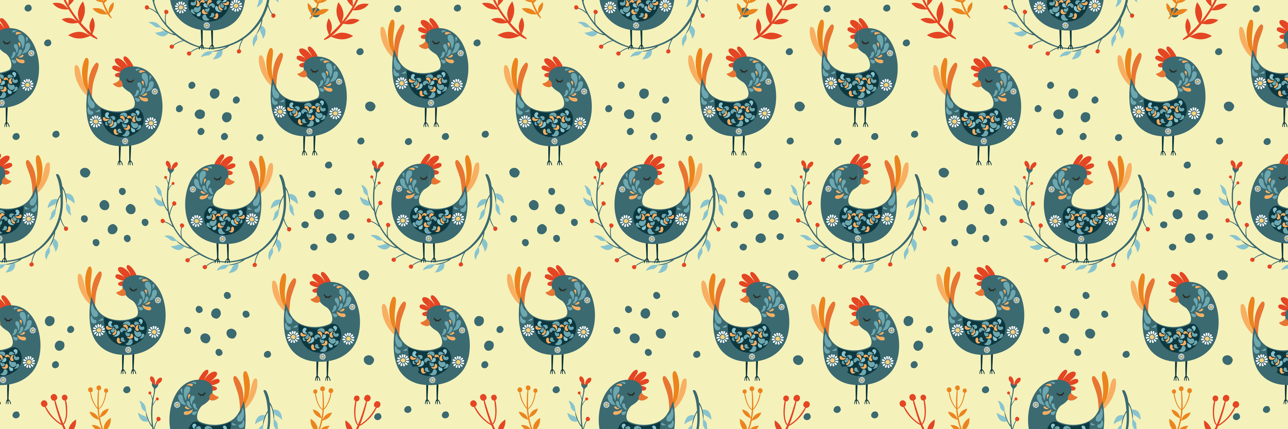 Naklejka na meble Wzór z kurczaka w stylu vintage - TenStickers