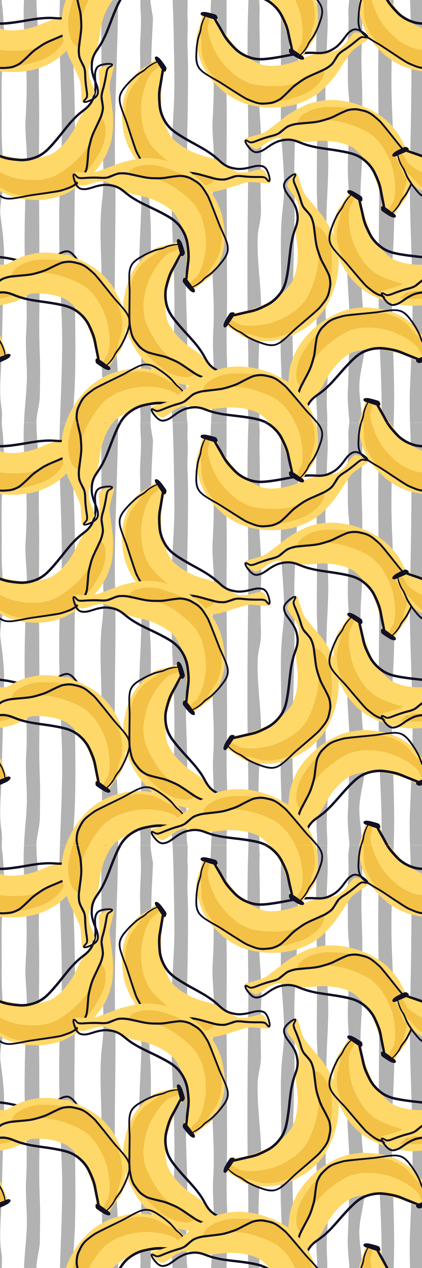 Banan mönster i klotter stil kylskåp dekal - Tenstickers