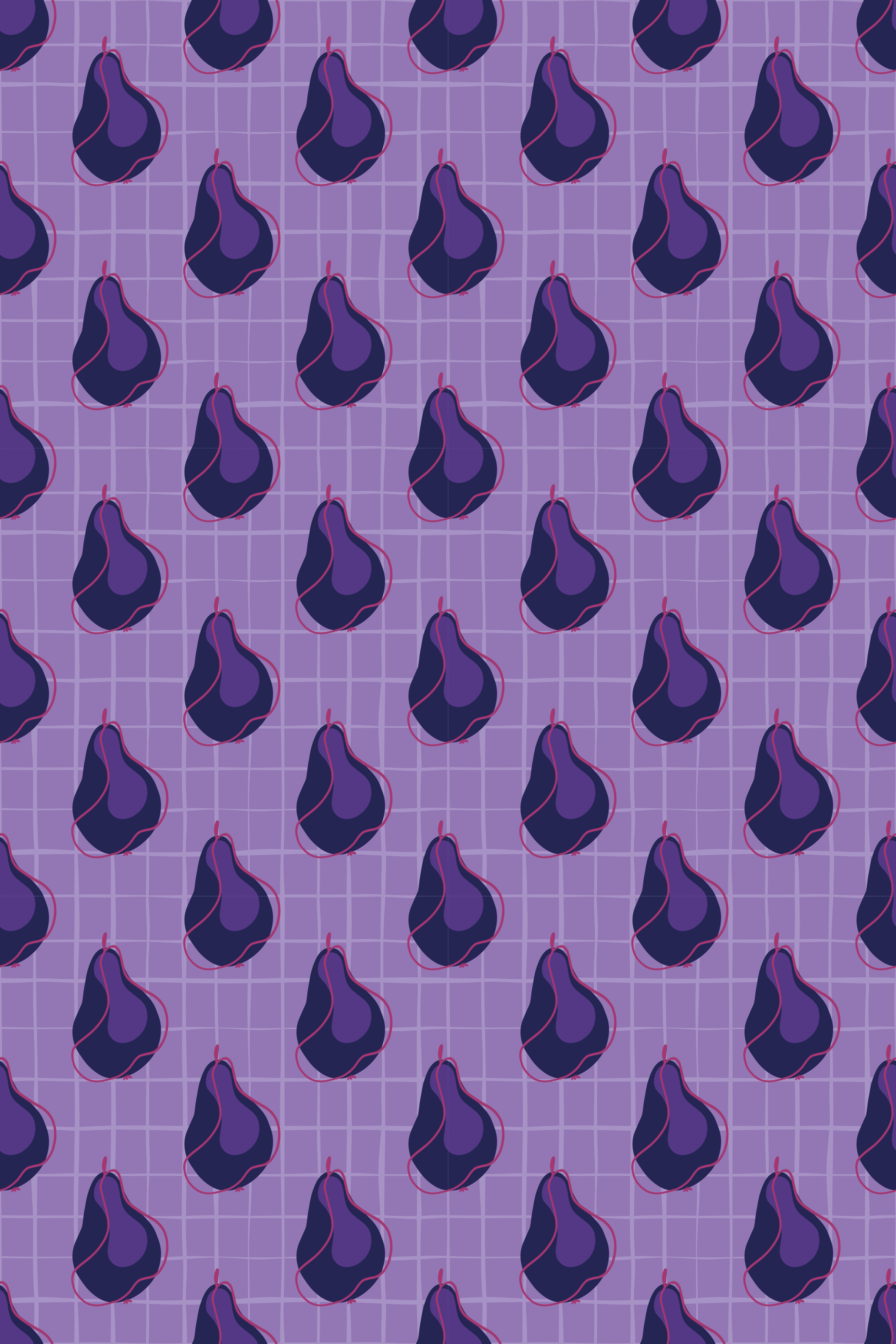 Purple pear fruits doodle style furniture decal - TenStickers