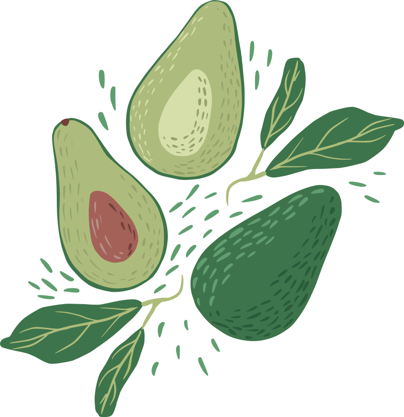 Vinilo cocina Composición aguacate y hojas - TenVinilo