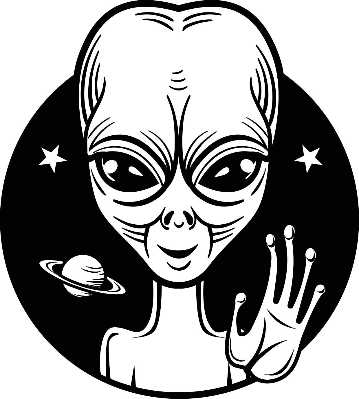 Ufo de desenho animado com alienígena acenando