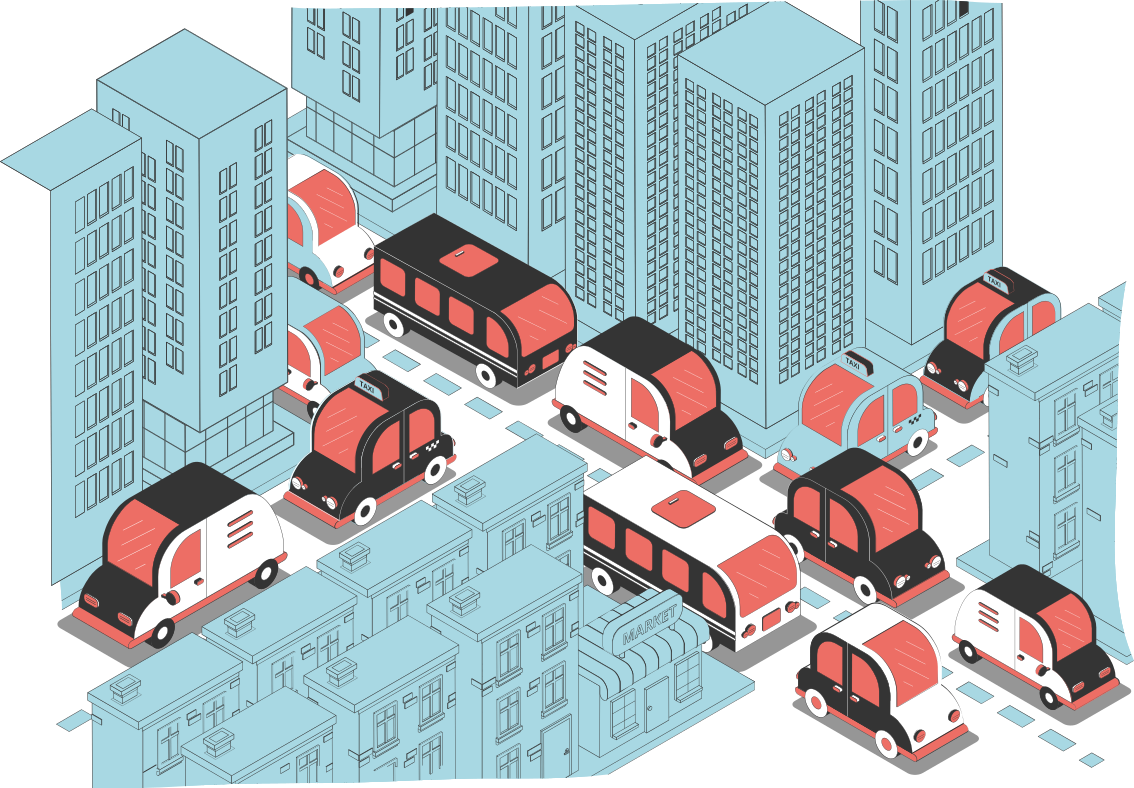 Vinilo motor ilustración de escena de tráfico - TenVinilo