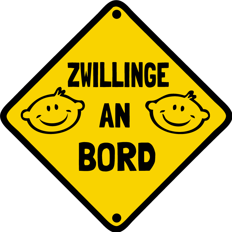 Baby on Board Aufkleber Gelbes schild mit zwei jungs - TenStickers