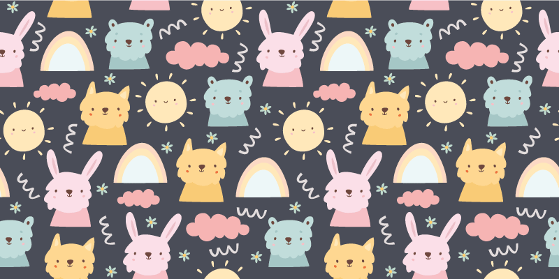 Autocolantes para móveis Animais pastel e arco-íris - TenStickers