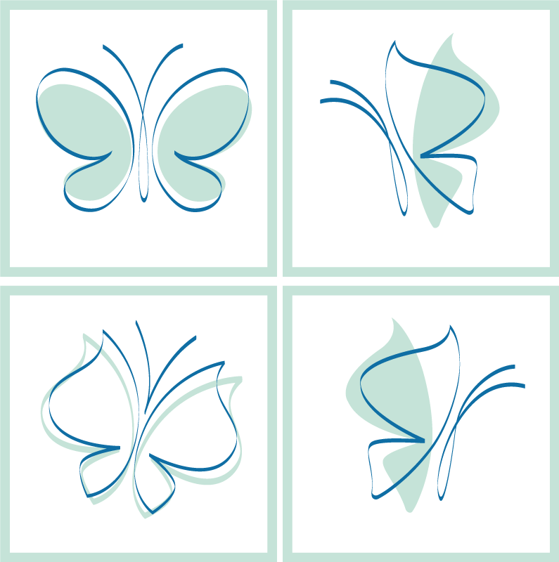 Silhouetted blue butterflies tile sticker - TenStickers