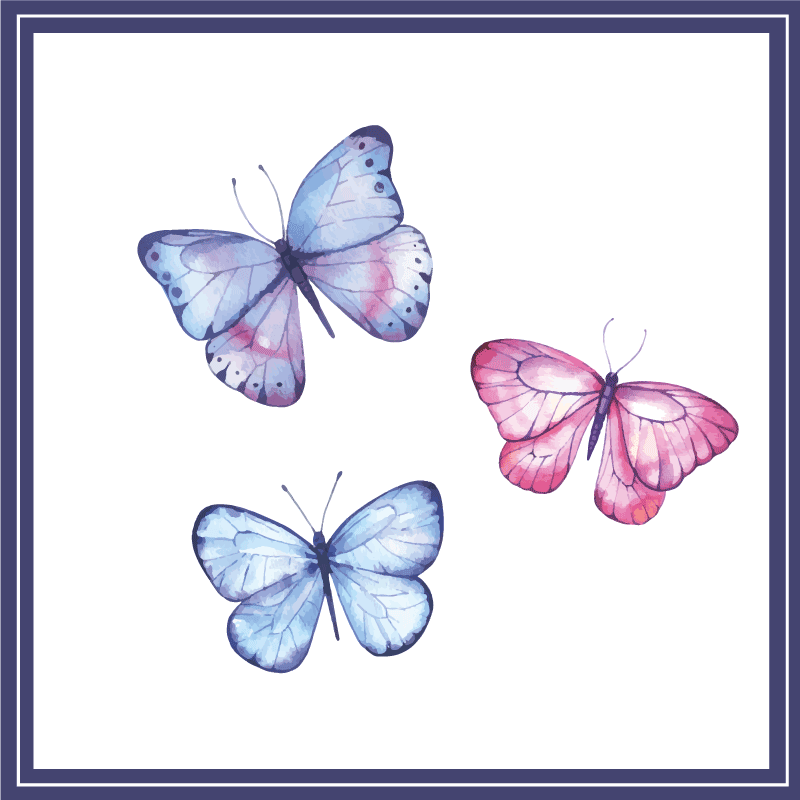 Azulejos vinílicos Mariposas rosas y azules - TenVinilo