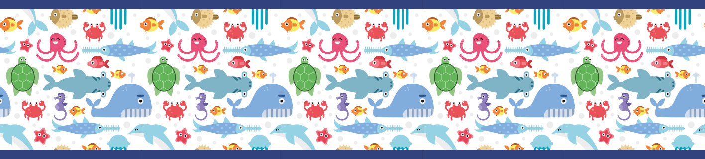 Cartoon underwater life wall border sticker - TenStickers