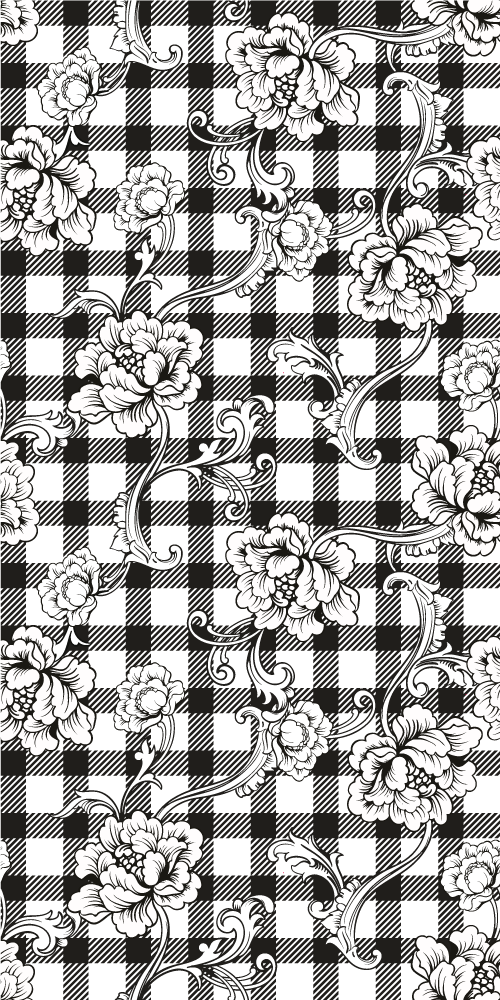 Autocolante para frigorífico Floral em padrão verificado - TenStickers