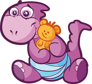 Sticker Enfant Bebe Dinosaure Mauve Tenstickers