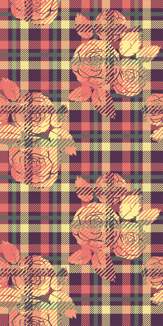 Check pattern with ornaments fridge sticker - TenStickers