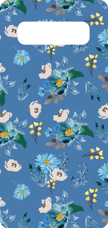 Kék háttér virágokkal samsung matrica - TenStickers