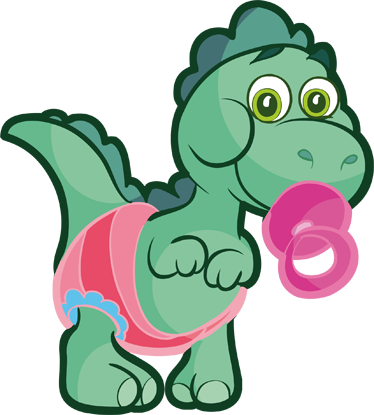 Sticker Enfant Bebe Dinosaure Vert Tenstickers