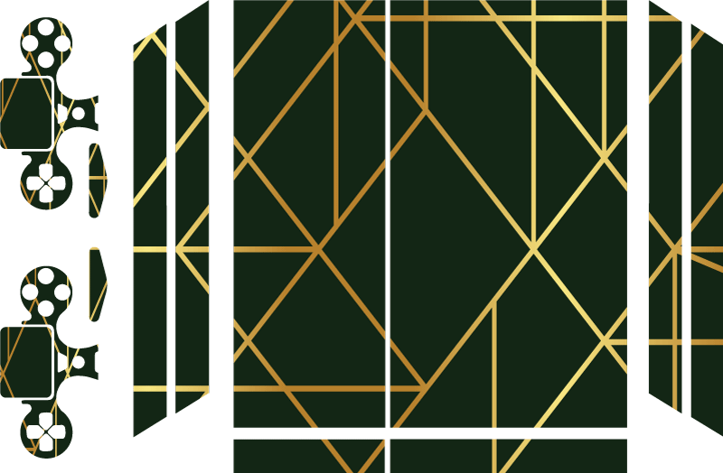 Vinilo PS4 Textura verde con patrón de líneas doradas - TenVinilo