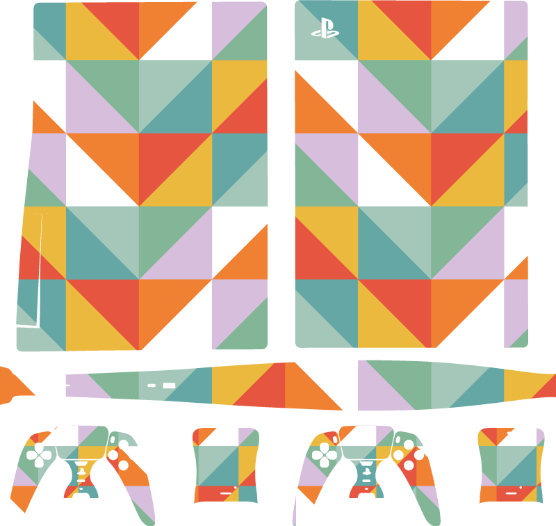 Ryškus trikampis raštas PS5 lipdukas - „Tenstickers“