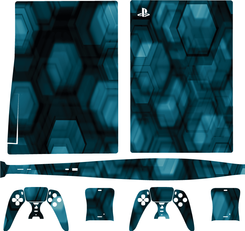 Futuristic gray  blue lights PS5 vinyl sticker - TenStickers