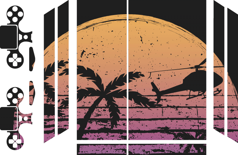 Vinilo PS4 escena de helicóptero al atardecer - TenVinilo