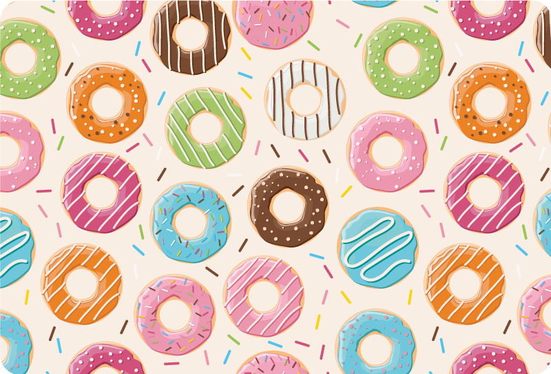 Autocolante para PC Desenho padrão de rosquinhas coloridas - TenStickers