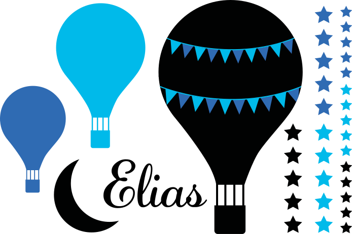 Yıldız çıkartması ile siyah ve mavi balonlar - TenStickers