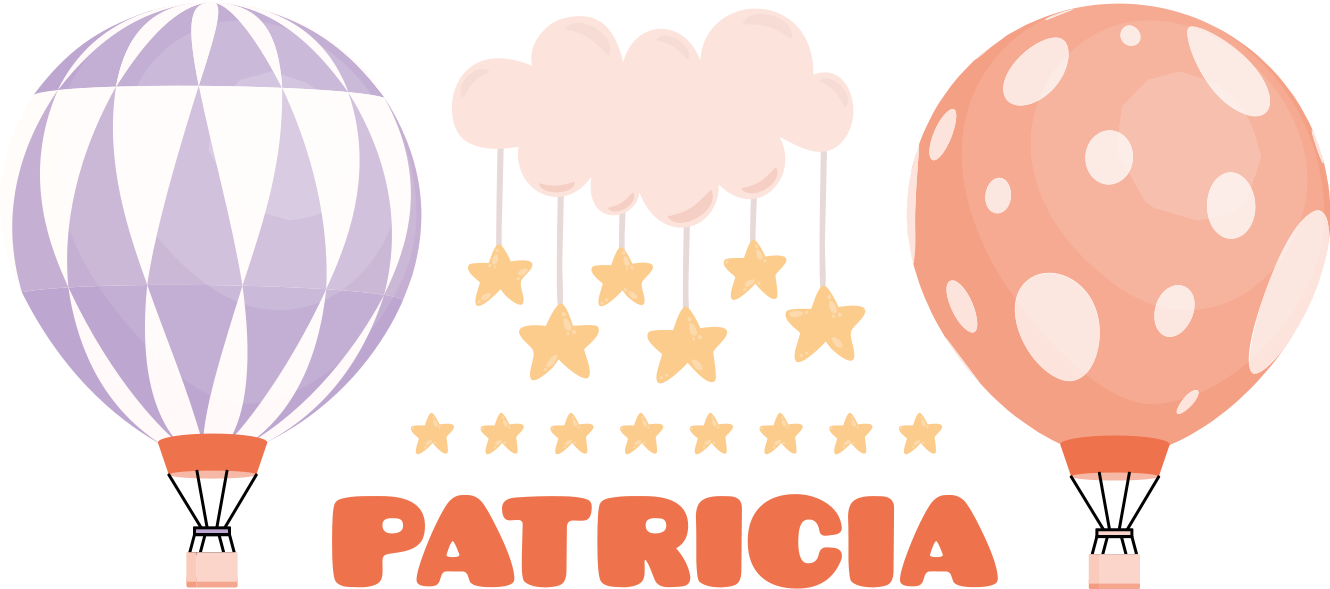 Colorful air balloons with name wall sticker for kids - TenStickers