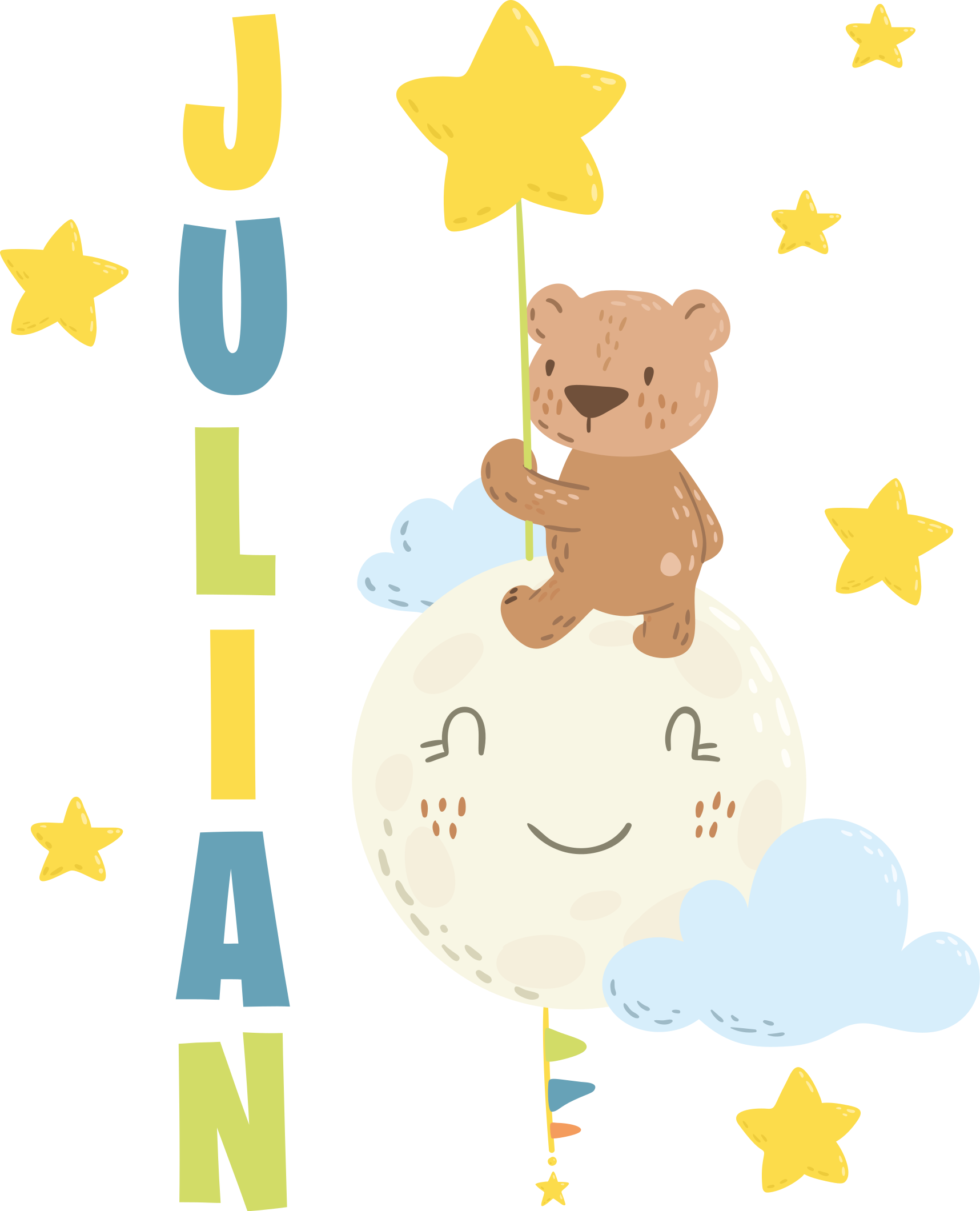 Adesivo per bambini palloncino orso personalizzato - TenStickers