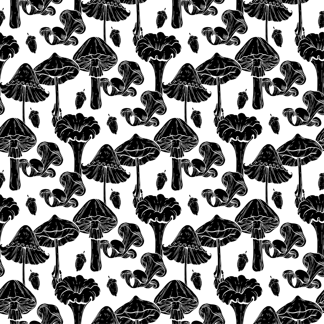 Elegant black mushroom pattern furniture decal - TenStickers