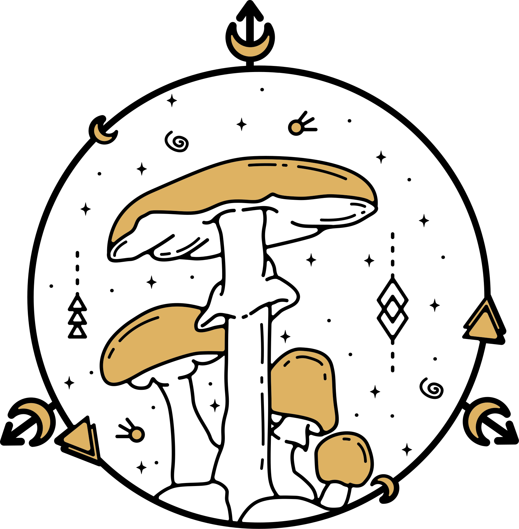 Mushroom circle illustration plant sticker - TenStickers