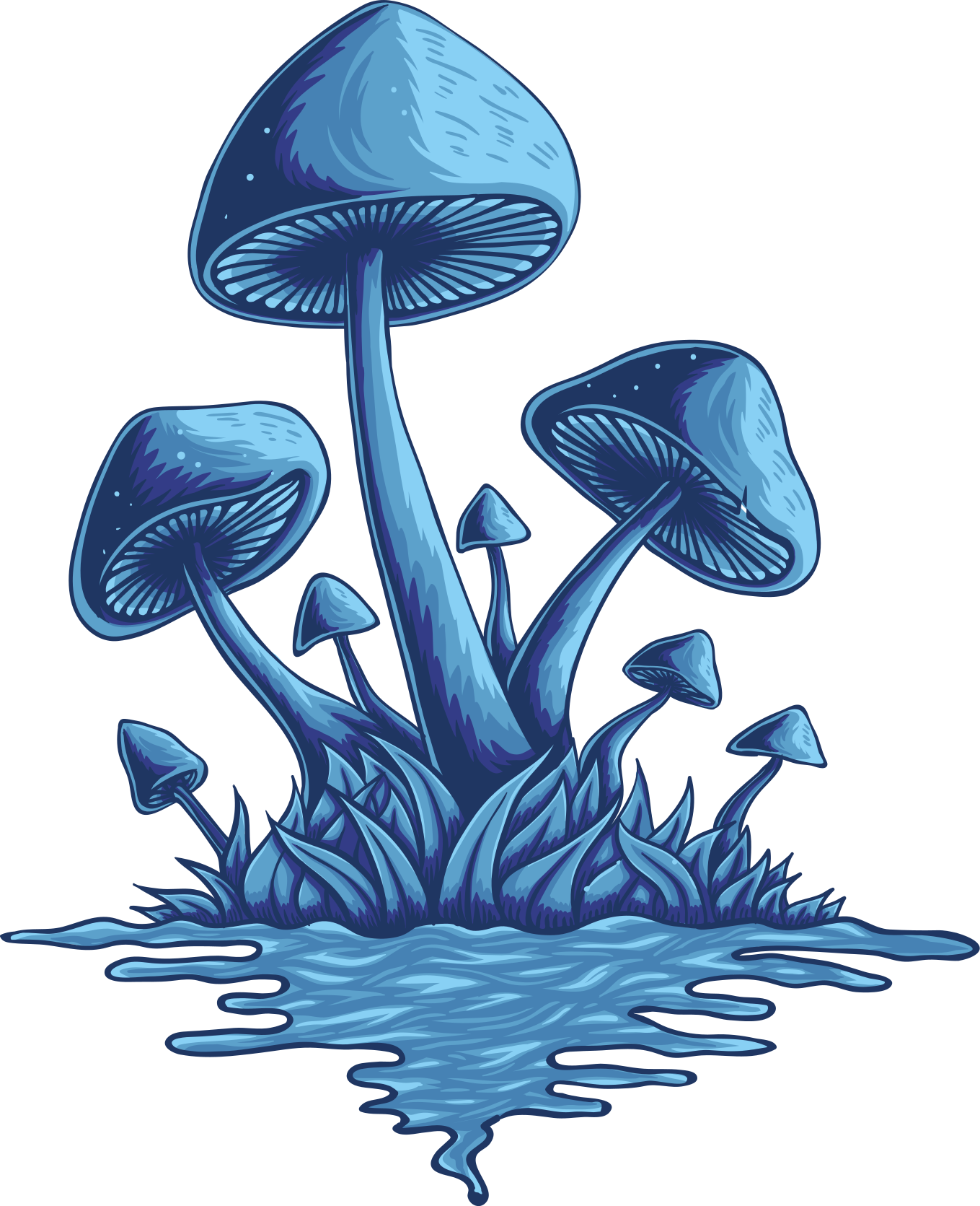 Vinilo naturaleza grupo de hongos azules - TenVinilo