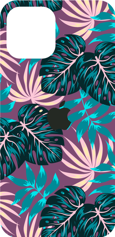 Pink and blue realistic plants iPhone sticker - TenStickers