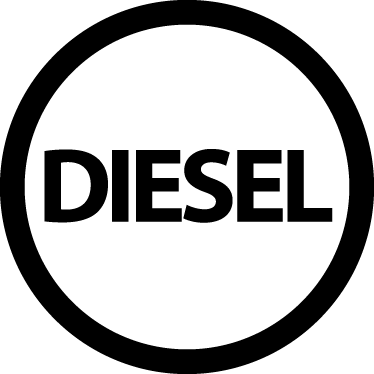 1 Autocollant OVAL carburant diesel en noir avec un texte Argent