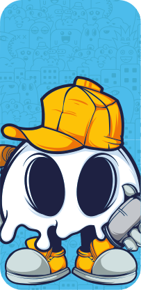 Sticker iPhone Calavera cool kid graffiti cartoon - TenVinilo