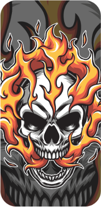 Flammende hodeskalle illustrasjon Samsung klistremerke - Tenstickers
