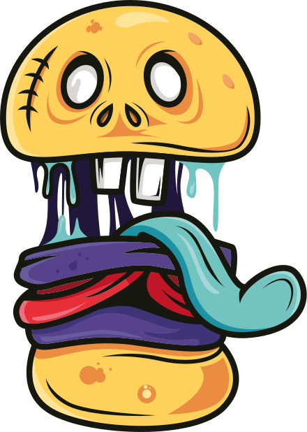 Zombie burger cartoon  urban decal - TenStickers