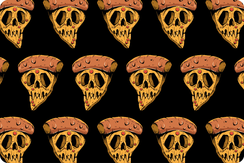 Sticker pour ordinateur motif de pizza crâne - TenStickers