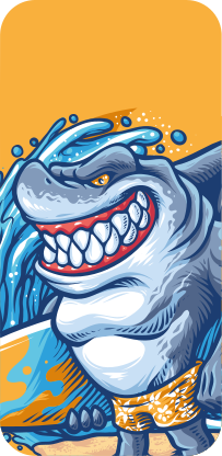 Szörfdeszka cápa rajzfilm iphone matrica - TenStickers