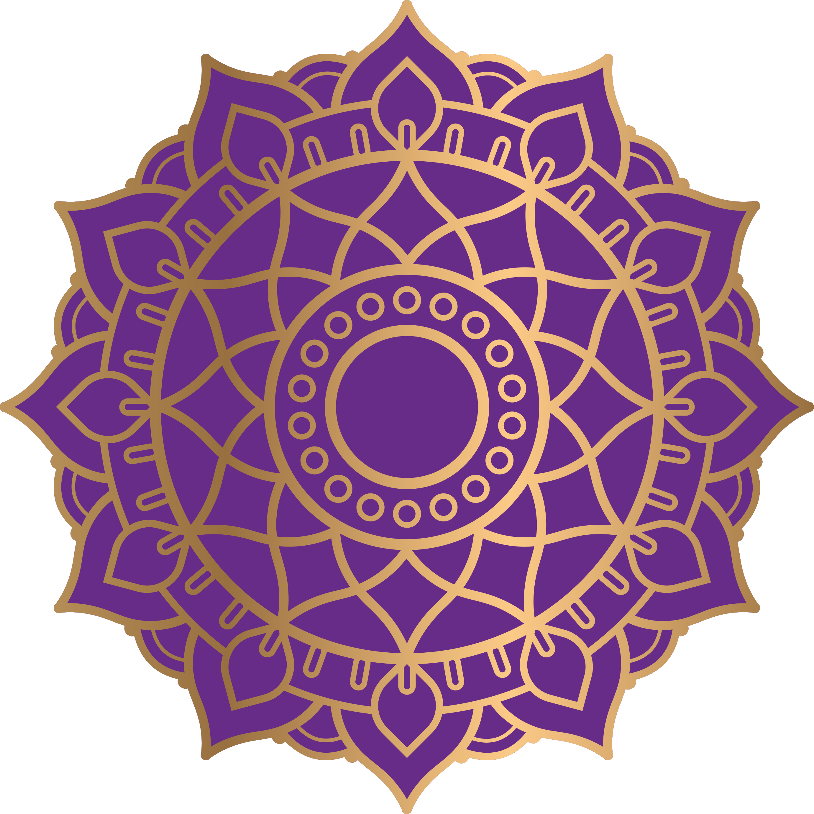 Vinilo abstracto Mandala floral dorado y morado - TenVinilo