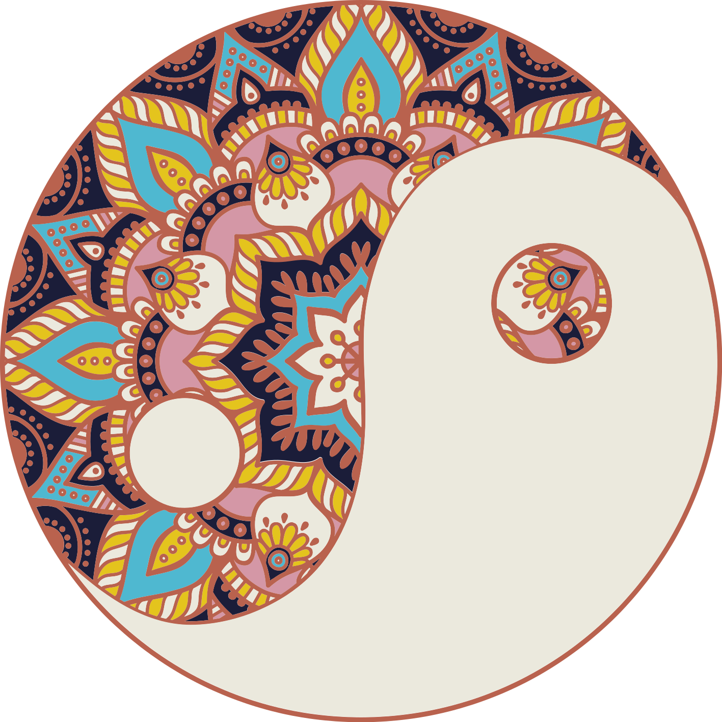 Wandtattoo floral buntes kreisförmiges mandala - TenStickers