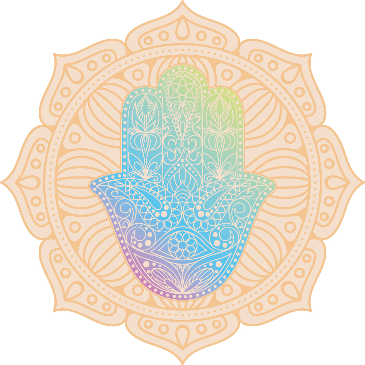 Ruka s oční a mandala abstraktní nástěnná samolepka - TenStickers