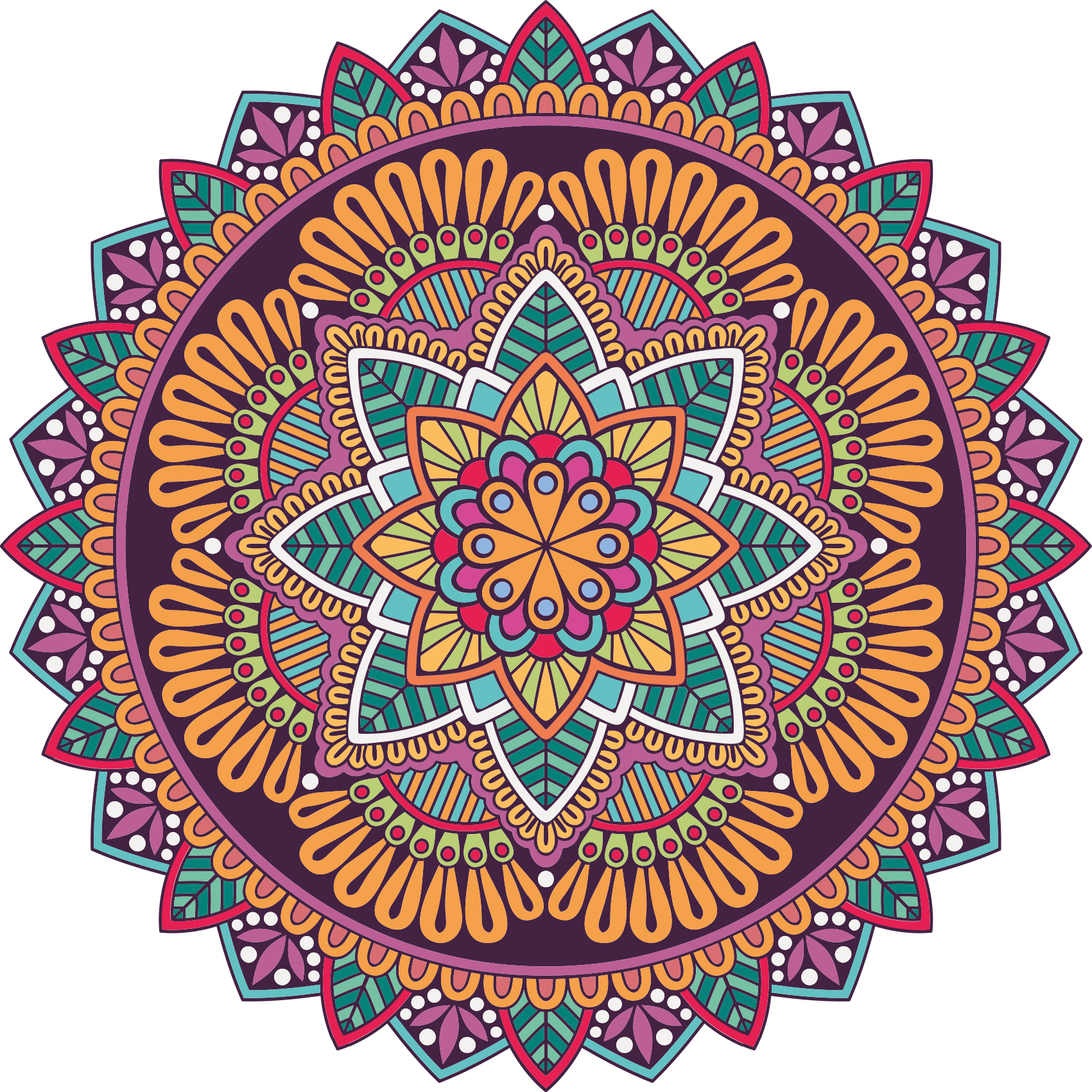 Abstract mandala with flower shape sticker - TenStickers