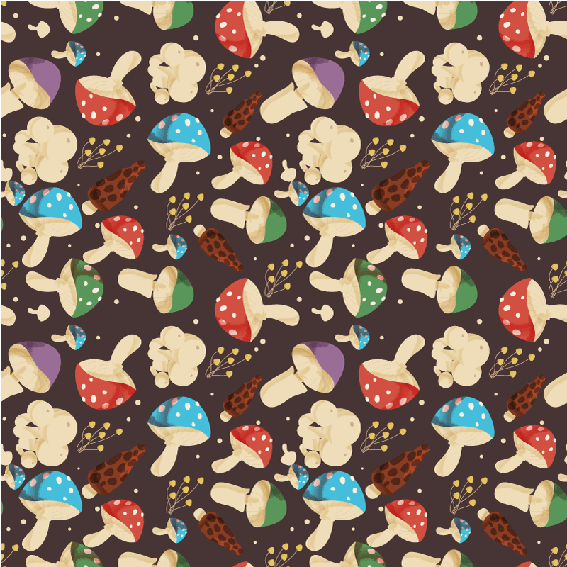 Autocolantes para móveis Padrão de cogumelos multicoloridos - TenStickers