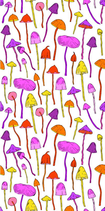 환각 버섯 패턴 냉장고 데칼 - TenStickers