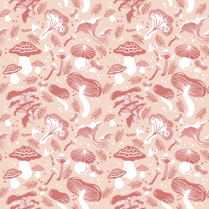 Autocolantes para móveis Cogumelos da floresta em fundo bege - TenStickers