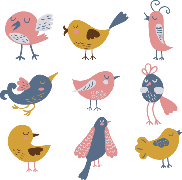 Autocolante decorativo infantil pássaros coloridos - TenStickers