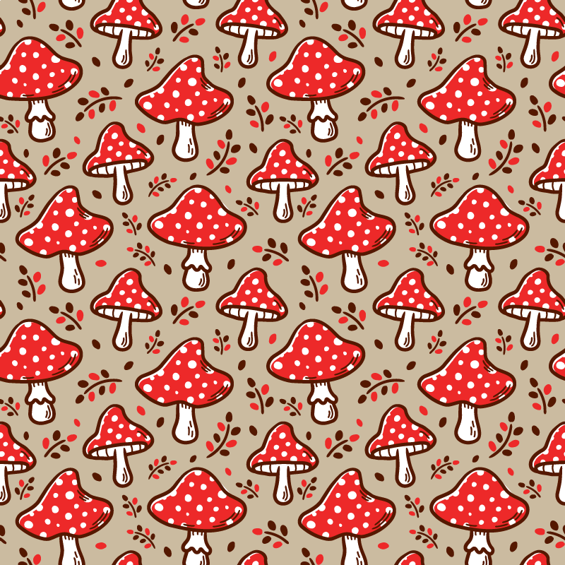 Bej mobilya çıkartmasında tipik mantarlar - TenStickers