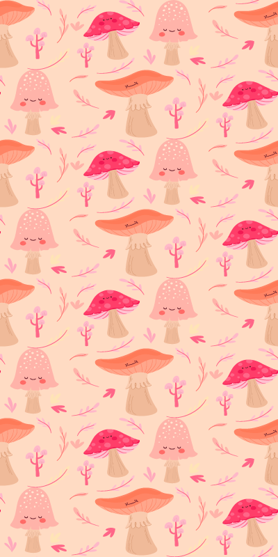 Happy classical mushrooms fridge sticker - TenStickers