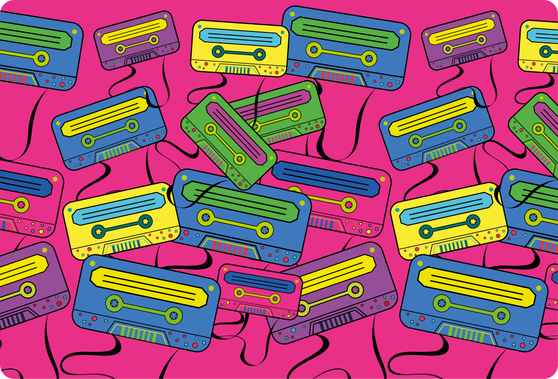 Sticker pour ordinateur motifs de cassettes colorés - TenStickers