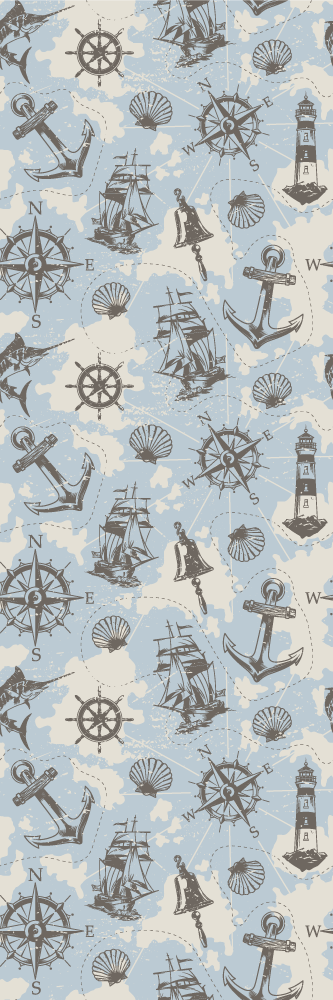 αυτοκόλλητο vintage ναυτικό μοτίβο ψυγείου - TenStickers