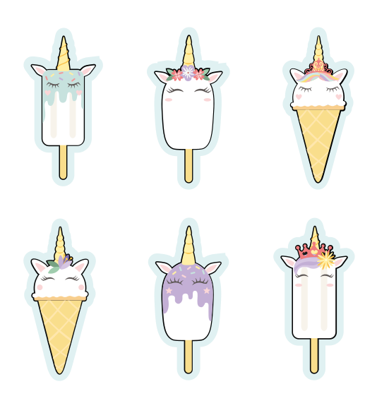 Ice cream unicorns wall stickers for kid - TenStickers