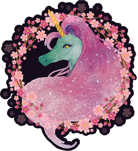 Naklejka na ścianę dla dzieci jednorożec w wianku z kwiatów - TenStickers