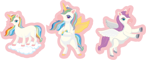 Forskjellige pastell enhjørningshår illustrasjon klistremerker - Tenstickers